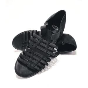 Eileen Fisher Rato Fisherman Sandals Size 8.5 Nubuck Strappy Open Peep Toe Flats